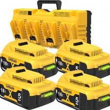 2X Für DeWalt Akku 18V 5AH XR Li-ion DCB184 DCB182 DCB200-2 /Vier Ladegerä DE