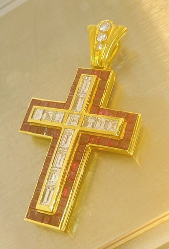 750 gold kreuz - gold, 2,7ct