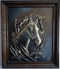 Lederbild - Pferdekopf, Handarbeit, Unikat