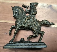 Messing Figur amerikanischer Ureinwohner Indianer auf Pferd Brass Figurine
