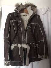 Napapijri Damen Lammfell Jacke Neu Gr XL AzA 58 Kapuze Pelz Kragen 