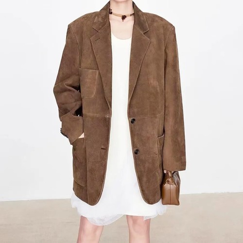 Wildleder leder mantel - mantel, lang