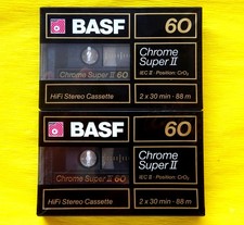 2x BASF Chrome Super II 60 Cassette Tapes 1988-1989 + OVP + SEALED +