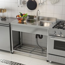 Kommerzieller Einzel Spültisch aus Edelstahl die Gastronomie Arbeitsplattenregal