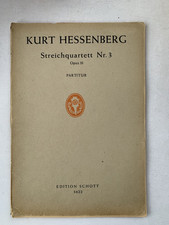 Noten . Hessenberg. Streichquartett Nr.3. Opus 33.   Partitur.
