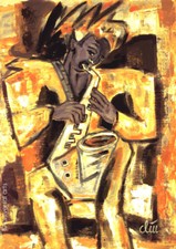 JACQUELINE DITT - Sax A4 DRUCK n.Gemälde Bild art Saxophon Kunst Bilder Giclee