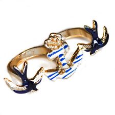 Doppelring Anker Schwalben Piraten Ring Ankerring 2 Fingerring Anchor Swallow