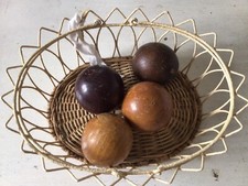 4 alte Holzkugeln Shabby