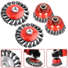 4x Topfbürste Stahl Drahtbürste M14 Gezopft Kegelbürste für Flex Winkelschleifer
