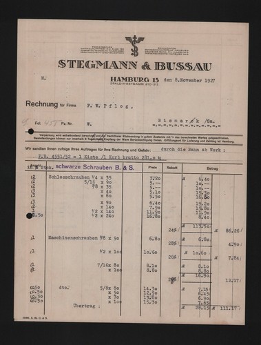 Hamburg rechnung 1927 - rechnung,