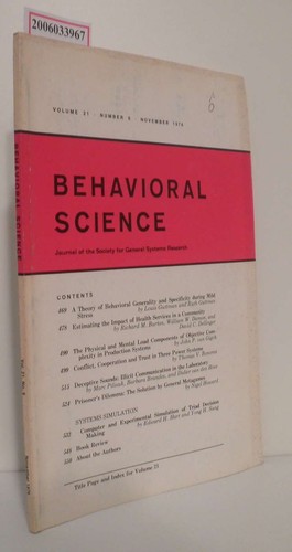 Behavioral science volume 21 - behavioral,
