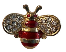 Cabouchon Bee Pin Red Enamel