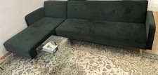 Ecksofa Couch Dunkelgrün mit Schlaffunktion Samt L-Form