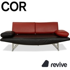 Cor Cirrus Leder Zweisitzer Schwarz rot manuelle Funktion Sofa Couch