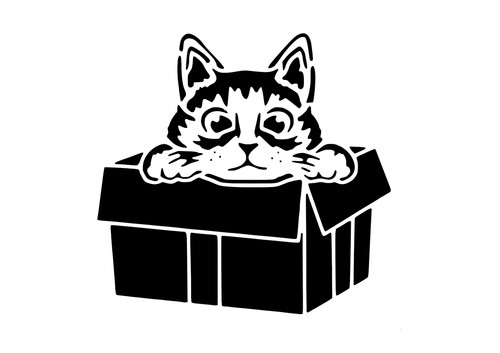 Schablone katze im karton - ",