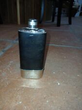 Flachmann Schnapsflasche Taschenflasche Edelstahl Glas Leder silber schwarz