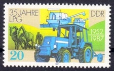 DDR 3090 , postfrisch / ** / Traktor , Pferdepflug , Landwirtschaft , LPG