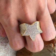 Hip Hop Ring/Stern Ring/Damen Ring/Cubic Zirkonia Ring/ Gold Plated Größe 57