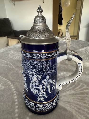 Bierkrug mit zinndeckel - mit, 0,8