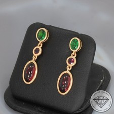 Wert 1690 € Farbedelstein Ohrringe 750er/18 Karat Rose Gold Länge 2,5 cm