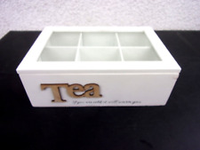 Teebox weiß aus Holz 6 Fächer Teekasten Teekiste Teebeutel Aufbewahrung.