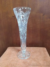 Große elegante Kristall Vase Tulpenform Trichterform Vintage 29 cm