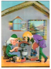 3D-AK Eine alte Frau stellt rote Stiefel für den gestiefelten Kater her 