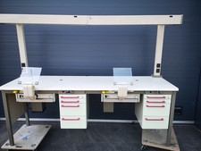 KaVo Dental Doppelarbeitsplatz 2er Labortisch mit Kavo Absaugung & Lampe