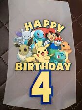 Bügelbild Pokémon Pikachu Happy Birthday Zahl 4 Tshirt Stoff Folie Geburtstag