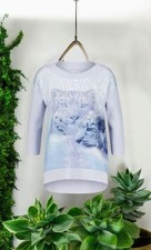 Sportalm Kitzbühel Pullover "Kornelia "Blautöne Schneeleopard Gr.38/40 NEU