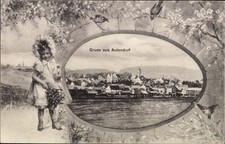 Passepartout Ak Aulendorf in Württemberg, Gesamtansicht, Mädchen,... - 11456541