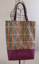 Shopper, Einkaufstasche "Rauten/Lila", Boden Kunstleder, selbst genähtes UNIKAT