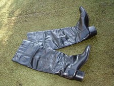 ANDREA PFISTER PARIS Stiefel Leder schwarz Gr. 38 - 38 1/2 (?)  Ges.höhe ~46,5cm