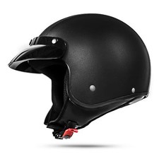 Classic 033 M Kunstleder Schwarz ECE Jethelm für Chopper Moped Motorradhelm