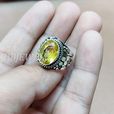 Citrin Topas Edelstein 925 Sterling Silber Statement Ring Schmuck für Ehemann