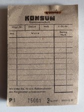 Kassenzettelblock vom Konsum aus DDR-Zeiten