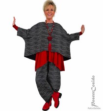 LAGENLOOK Tunika Überwurf Shirt 44 46 48 50 52 54 56 58 XL-XXL-XXXL schwarz weiß