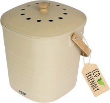 HMF Nachhaltiger Biomülleimer Komposteimer mit Deckel 6L beige Mülleimer