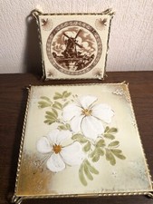 2 Platten/Untertopfplatten Fliesen/Keramik/Metall