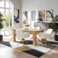 Esstisch Ausziehbar Massiv mit 4 Stühlen Bouclé Holz Essgruppe Set Homestyle4u