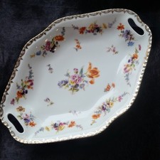 Beyer & Bock* alte Gebäckschale* Obstschale* Blumen-Muster*Goldrand*gebraucht *