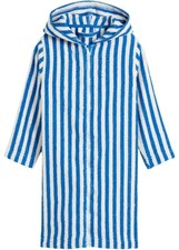 Frottee Bademantel m Kapuze und Reißverschluss Gr. 92/98 Azurblau Cremeweiß Neu*