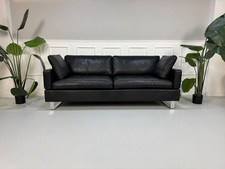 Brühl Alba Sofa Schwarz Leder Designer Couch Funktional Schlaffunktion