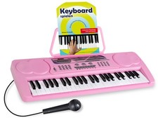 Digitales 49-Tasten Keyboard Set E-Piano Schüler Noten Kinder Demo Pink