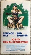 Poster Plakat Aufkleber Sticker 1978 Bud Spencer Terence Hill con gli Ippopotami