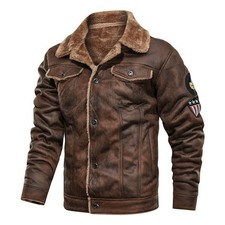 Herren Bomberjacke Pilotenjacke Flieger Winter Jacket Coat Freizeit Wildleder DE