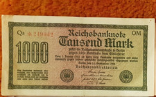 Geldschein Reichsbanknote 1922 Tausend Mark - 1000 - Qa * 249042 - OM