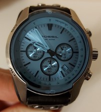 Fossil CH-2564 Herrenuhr Coachman Leder Schwarz Lederarmband Ziffernblatt silber