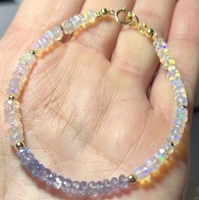 Armband Kristall Opal, Tansanit, 375 Gelbgold, 17-18 cm