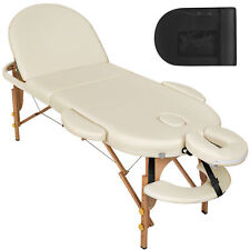 3 Zonen Massageliege Sawsan oval mit 5cm Polsterung und Holzgestell beige B-Ware